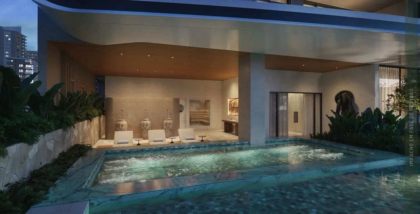 Perspectiva artística: Casa de relaxamento com piscina aquecida do VERT Macêdo